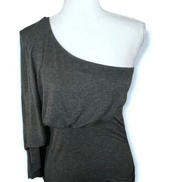 GRAY ONE SHOULDER DRESS SZ.M EUC - Picture 2 of 5